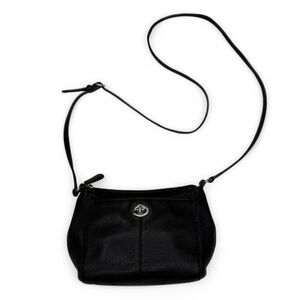 Coach Black Leather Crossbody Bag with silver hardware ♡